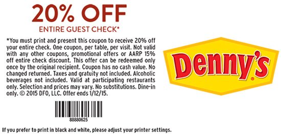 Denny's senior discount coupon