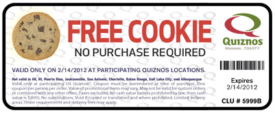 Quiznos Free Cookie