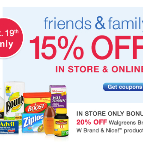 Walgreens Friends & Family Day: 15% Off on Friday, Oct 19th