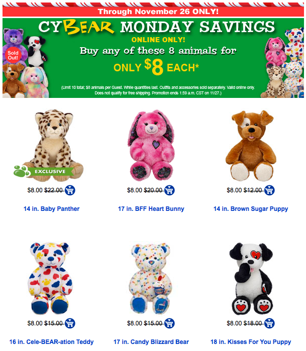 Build-A-Bear Sale: $8.00 Each