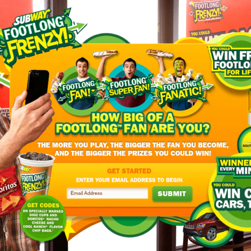 Subway Footlong Frenzy Instant Win Game