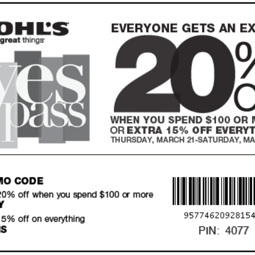 Kohl's Shopping Pass: 15-20% Off Everything