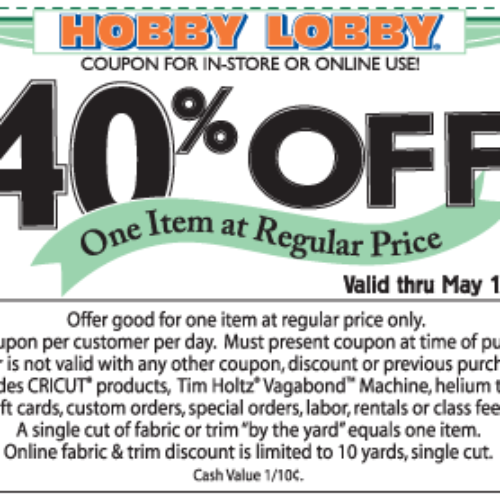 Hobby Lobby: 40% Off Any One (1) Item