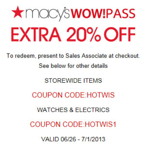 Macy’s: 20% off Your Entire Purchase!