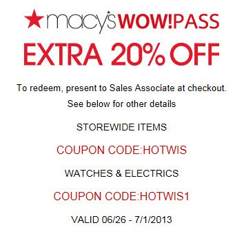 Macys 20% off