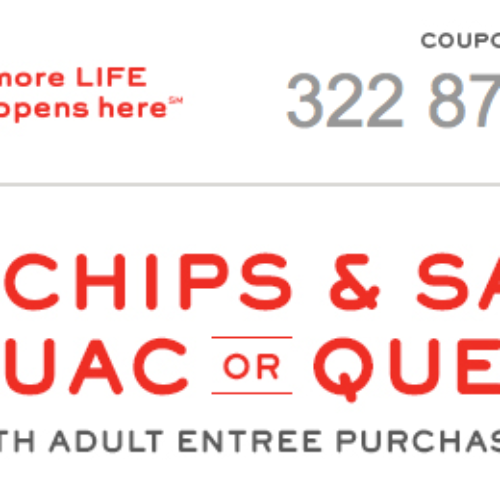 Chilis: Free Chips & Salsa, Queso or Guac W/ Purchase - Last Day!
