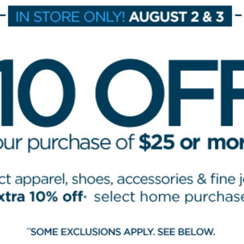 JC Penney: $10 off $25 Coupon - Last Day!