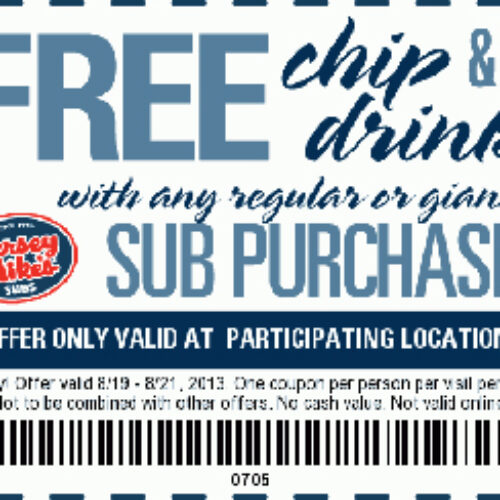 Jersey Mike's: Free Chips & Drink W/ Purchase
