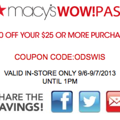 Macy's: $10 off $25 Coupon