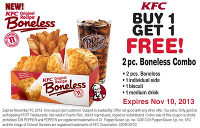 KFC: Buy One Get One Free Combo Meal Coupon