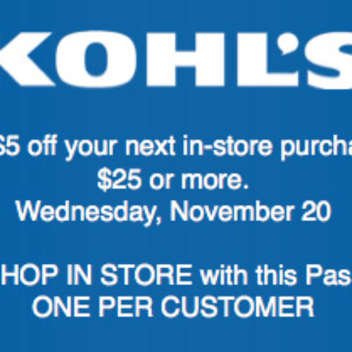 Kohls: $5 Off $25 Coupon - Last Day