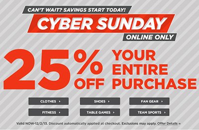 Sports Authority Cyber Monday Sale