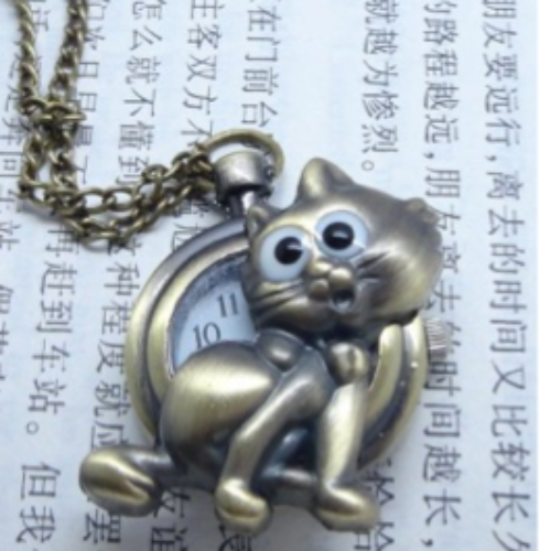 Cat Pocket Watch Necklace Only $1.98 + Free Shipping