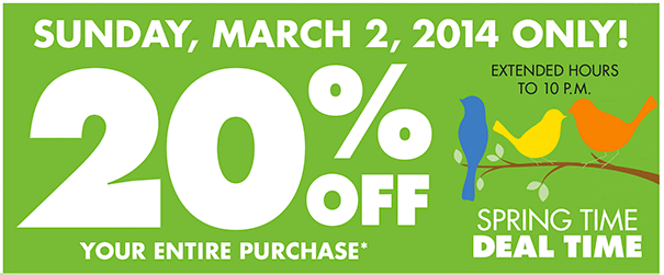 Big Lots: 20% Off Entire Purchase – March 2nd Only