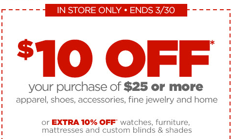 JC Penney: $10 Off $25 Purchase – Last Day