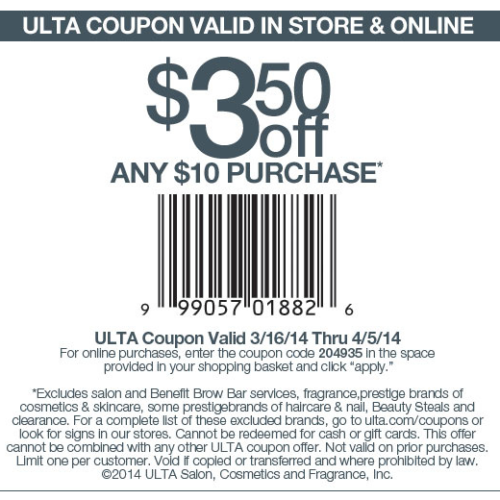 Ulta: $3.50 off $10.00 Coupon