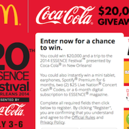 McDonald's & Coca-Cola: $20,000 Essence Festival Giveaway