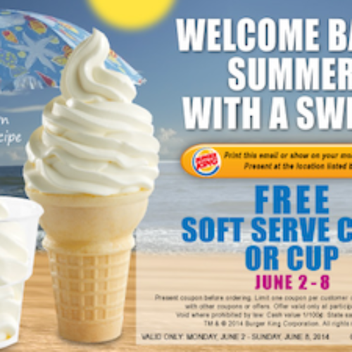 Burger King: Free Soft Serve Cone or Cup