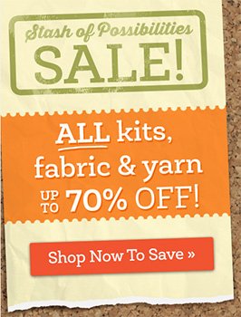 Kits, fabrics and Yarn up to 70% off