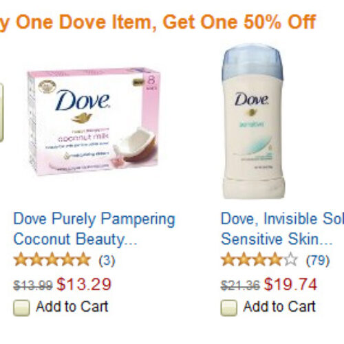 Amazon: Buy 1 Dove Item, Get 1 50% Off