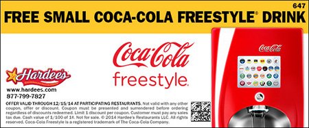 Hardee’s: Free Small Coca-Cola Freestyle