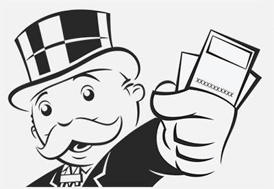 Monopoly Man holding money