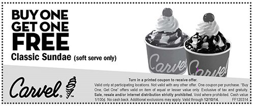 BOGO Carvel Sundae