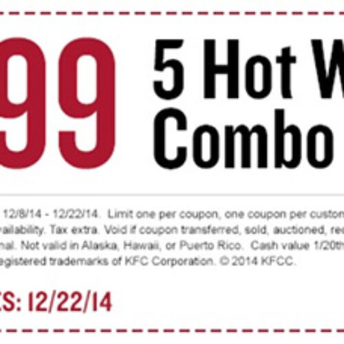 KFC: 5 Hot Wings Combo Just $3.99