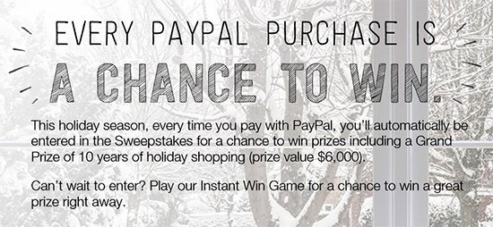 Paypal: Win 10 Years OF Holiday Shopping