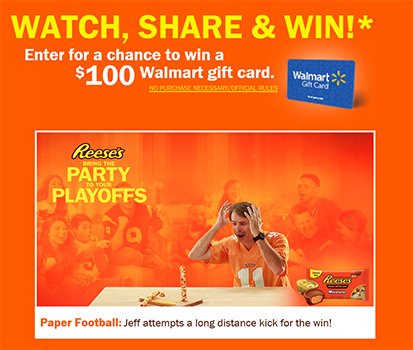 Reese’s: Win A $100 Walmart Gift Card