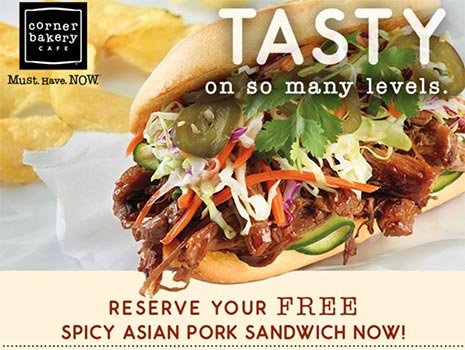 Corner Bakery: Free Spicy Asian Pork Sandwich