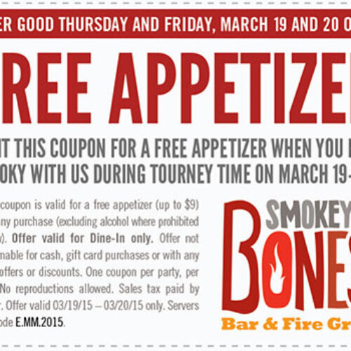 Smokey Bones: Free Appetizer - Last Day
