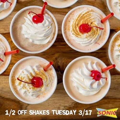 Sonic: 1/2 Off Shakes - April 17th