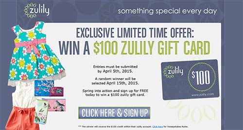 Win A $100 Zulily Gift Card