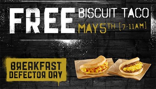 Taco Bell: Free Biscuit Taco – May 5th 7 – 11am
