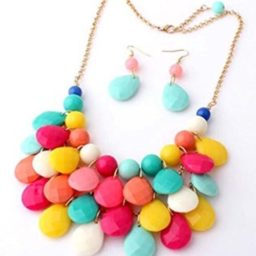 Colorful Bead Necklace & Earrings $4.26 + Free Shipping