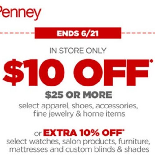 JCPenney: $10 Off $25 Or More