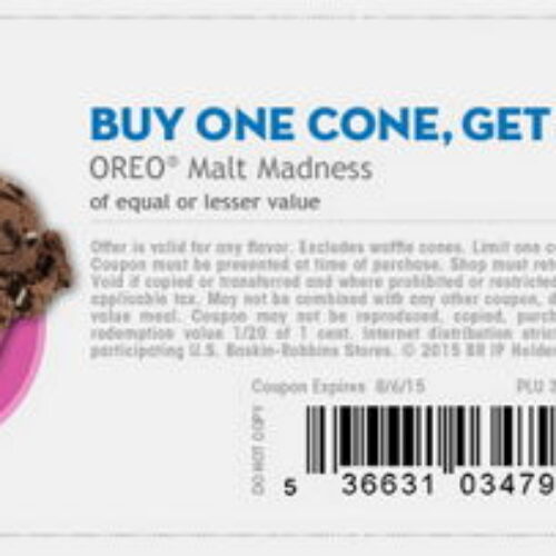 Baskin Robbins: BOGO Oreo Malt Madness Cone