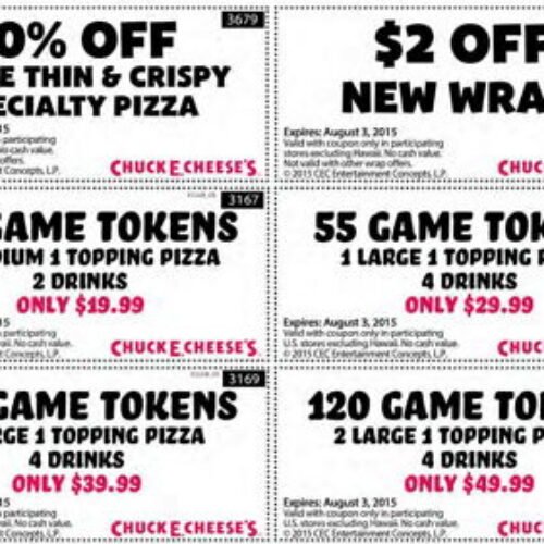 Chuck E. Cheese’s Coupons – Expires Aug 3rd « Free 4 Seniors
