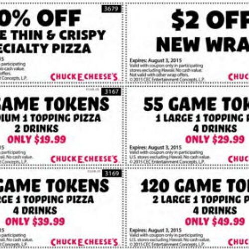 Chuck E. Cheese's Coupons - Expires Aug 3rd