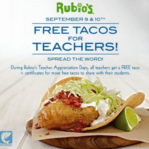 Rubio's: Free Tacos for Teachers - Ends Today