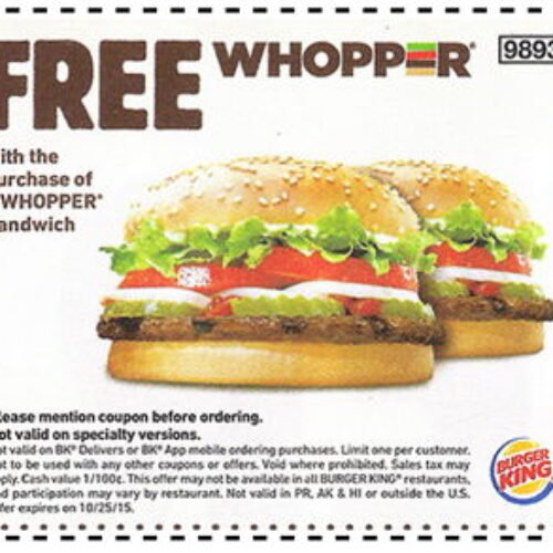 Burger King BOGO Whopper Coupon « Free 4 Seniors
