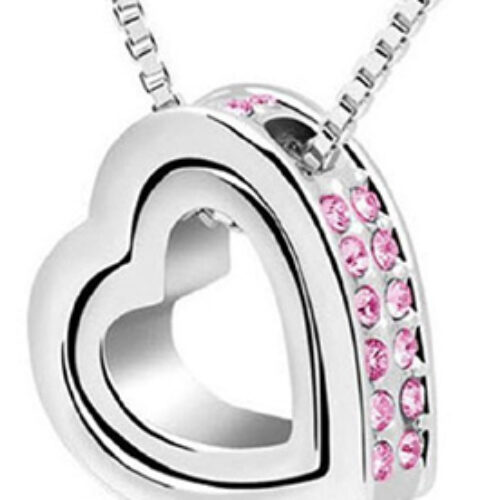 Double Heart Crystal Rhinestone Necklace Just $3.57 + Free Shipping