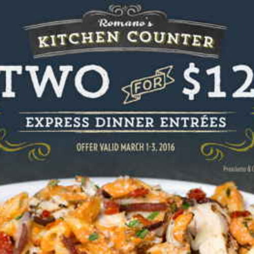 Romano's Coupon: 2 Express Dinner Entree's $12