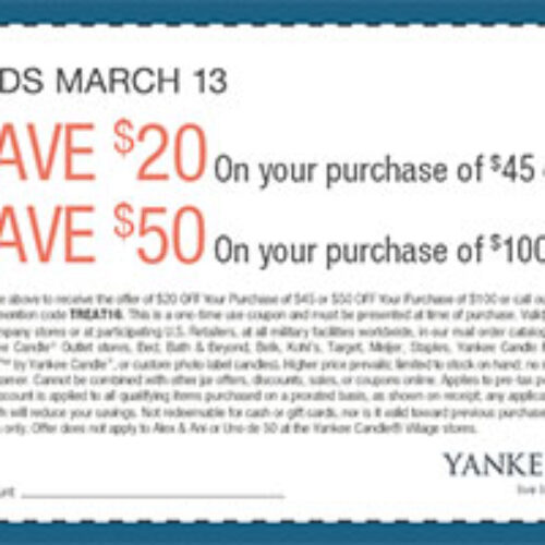 Yankee Candle Coupon: Save $20 off $45