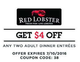 Red Lobster: $4 Off 2 Entrees