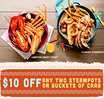 Joe’s Crab Shack: $10 Off Two Steampots or Crab Buckets
