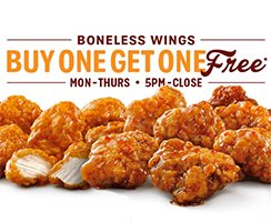 Sonic: BOGO Boneless Wings Mon-Thurs 5PM-Close