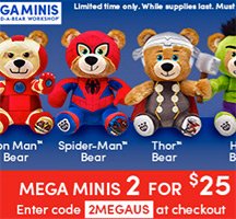 Build-A-Bear: Marvel Mega Minis $10/Each WYB Four