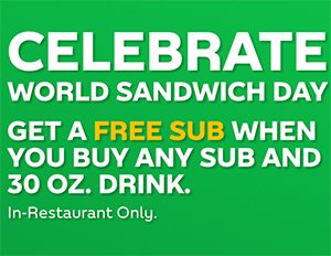 Subway: Free Sub W/ Sub & Drink Purchase - Nov 3